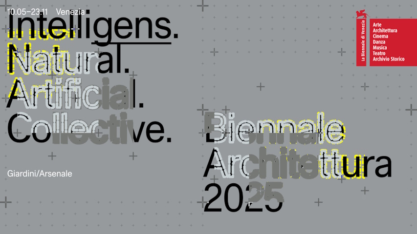 Poster della Biennale di Venezia 2025 - Intelligens. Natural. Artificial. Collective.