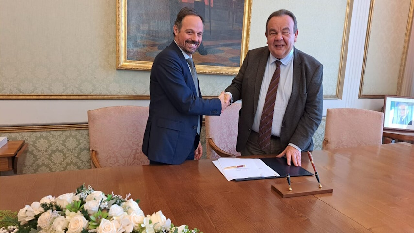 Gianluigi D’Urso, Direttore Regionale ADM per la Sardegna, e Gavino Mariotti, Magnifico Rettore dell'Università di Sassari