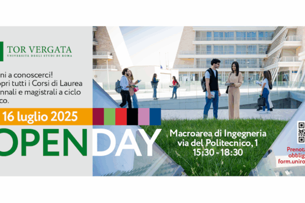 Università Tor Vergata: Open Day in presenza il 16 luglio 2025 la locandina dell'open day