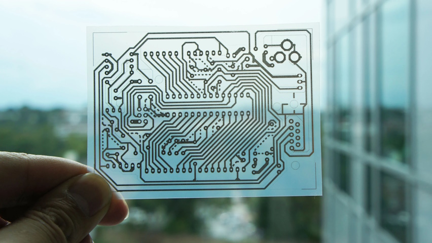 un circuito stampato con tecnica 2d