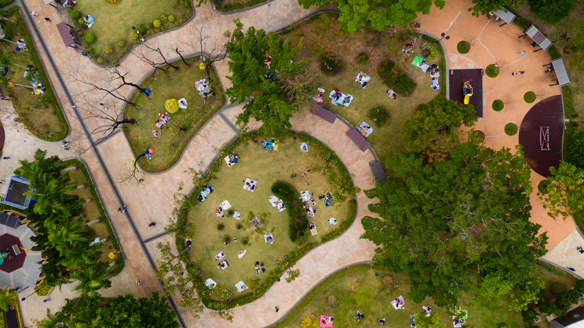 Veduta aerea di un parco urbano